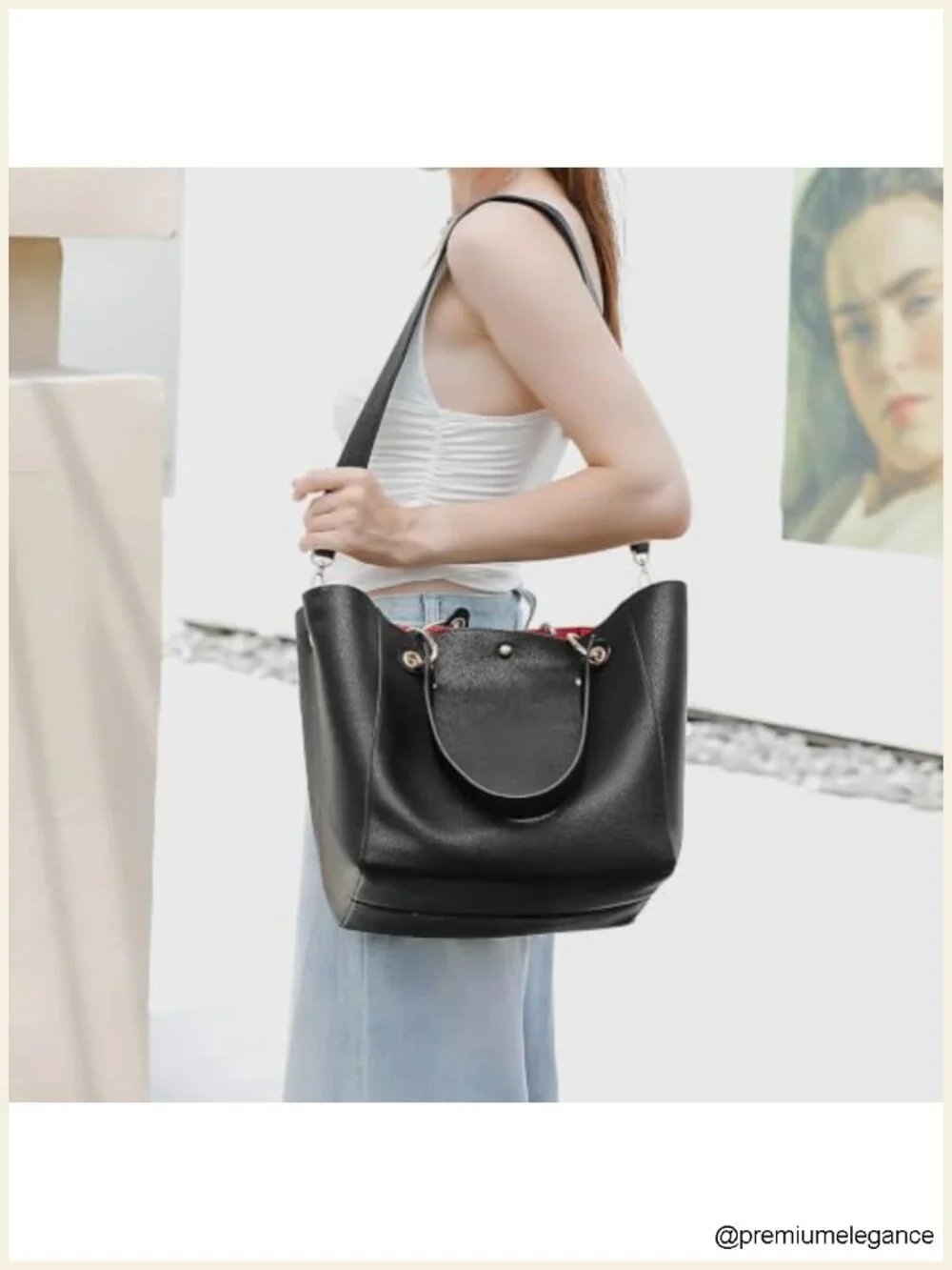 Large Work Tote Bag Waterproof Vegan Leather Handbag Big Bucket Purses
